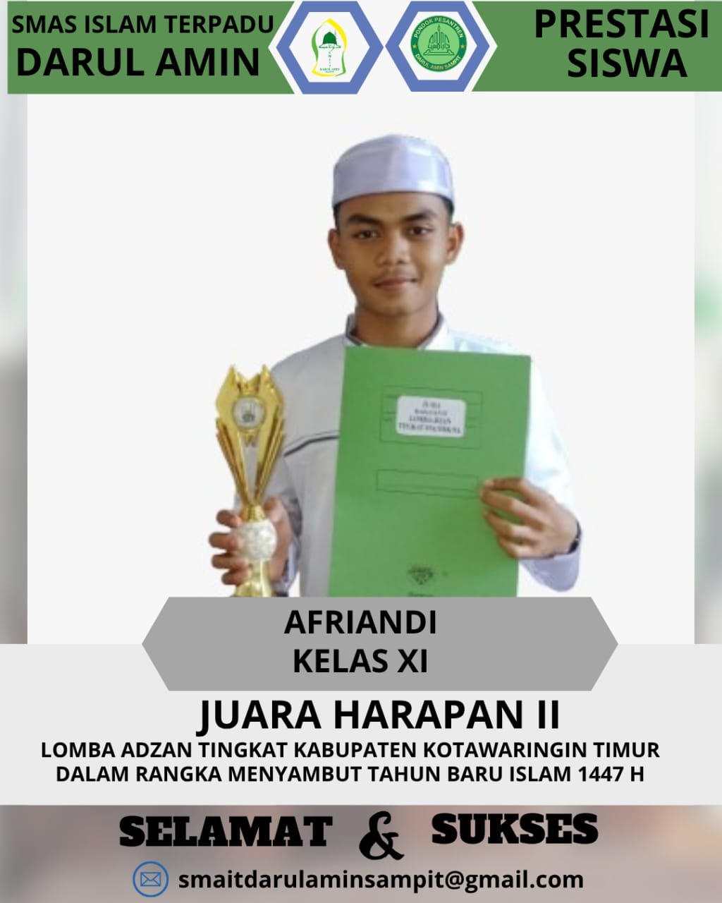 Juara harapan 2 Lomba Adzan